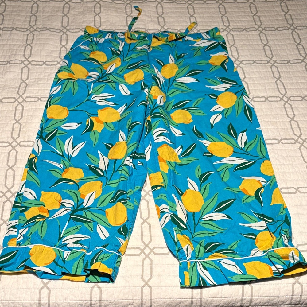 Printfresh Blue and Yellow Pajama Pants - cropped pant
